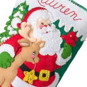 img 1 attached to 🎅 Bucilla 89242E Felt Applique Holiday Stocking Kit, Forest Greetings, 18 Inches