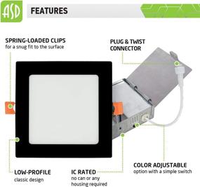 img 1 attached to ASD Ultra Thin Square LED Recessed Lighting 6 Inch, 3000K-4000K-5000K Color Temperature Options, 12W 840Lm Dimmable LED Downlight, Canless LED Recessed Light, IC & Damp Rated, ETL, Energy Star (12-Pack)