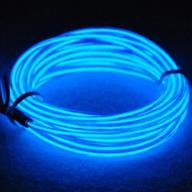 🔋 portable battery powered el wire rope lights: glowing strobing electroluminescence for xmas party, wedding, pub - 3 modes, blue (9ft/3m) logo