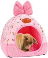 🐇 yuepet rabbit bed warm guinea pig hideout bowknot rabbit house small animal cage accessory for bunny guinea pigs chinchilla and more логотип