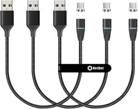 img 4 attached to Efficient NetDot Gen12 USB-C Magnetic Fast Charging Cable [1ft,3 Pack Black] for Type-c Device with Data Transfer Capability