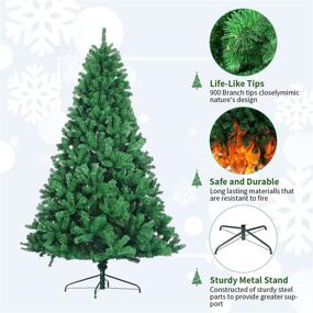 img 1 attached to 🎄 Premium 6ft Green Artificial Christmas Tree with 900 Branch Heads: Easy Assembly & Metal Foldable Base for Perfect Home, Office, or Party Decoration