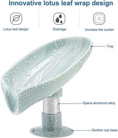 img 3 attached to 🍃 LBshmao-D 2 Pack Leaf-Shape Soap Holder with Self-Draining Design, Non-Punched Easy Clean Soap Dish, Suction Cup Soap Dish Ideal for Shower, Bathroom, Kitchen Sink, (Grey + Green)