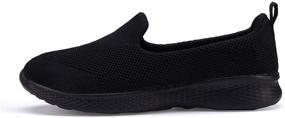 img 3 attached to 👟 Black Casual Mesh Slip-On Walking Sneakers for Women - Comfortable and Stylish