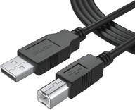 кабель usb-2.0 высокоскоростной длиной 6 футов: тип а - тип в для аудиоинтерфейсов, midi-клавиатур, usb-микрофонов, микшеров, динамиков, мониторов, инструментов, световых сигнальных систем - совместим с ноутбуками, mac, пк - тип а - тип в. логотип