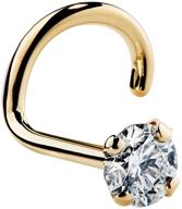 elevate your style with freshtrends 14k gold genuine diamond nose ring stud - 20 gauge twist screw design, i1 clarity logo