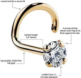img 1 attached to Elevate Your Style with FreshTrends 14K Gold Genuine Diamond Nose Ring Stud - 20 Gauge Twist Screw Design, I1 Clarity
