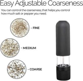 img 1 attached to Electric Salt and Pepper Grinder Set, Adjustable Coarseness, Ideal for Sea Salt, Black Pepper or Spices, Effortless Control, Stainless Steel Salt and Pepper Grinder (Pack of 2)