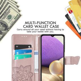 img 2 attached to Stylish Rose Gold Galaxy A32 5G Wallet Case with Butterfly & 🦋 Flower Embossing, Card Slots, and Kickstand - Perfect for Samsung Galaxy A32 2021 Release!