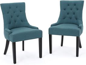 img 4 attached to Стильные и удобные: набор из 2 стульев для обеденной зоны из ткани Dark Teal от Christopher Knight Home.