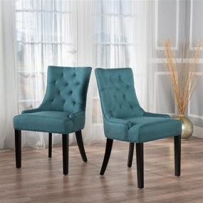 img 3 attached to Стильные и удобные: набор из 2 стульев для обеденной зоны из ткани Dark Teal от Christopher Knight Home.