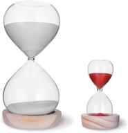 60 minute & 5 minute hourglass sand timer set - decorative sand clock timers for room kitchen office - time management tool with wooden base stand логотип