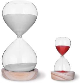 img 4 attached to 60 Minute & 5 Minute Hourglass Sand Timer Set - Decorative Sand Clock Timers for Room Kitchen Office - Time Management Tool with Wooden Base Stand