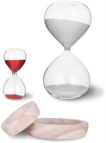 img 3 attached to 60 Minute & 5 Minute Hourglass Sand Timer Set - Decorative Sand Clock Timers for Room Kitchen Office - Time Management Tool with Wooden Base Stand