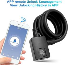 img 1 attached to 🔒 1M Bluetooth Bike Fingerprint Padlock Lock Cable - Waterproof, Anti-Theft Unlock Record - Heavy Duty Combination Lock for Outdoor Bicycle, Mountain Bike, Motorcycles, Scooters - With APP Open and Remote Access