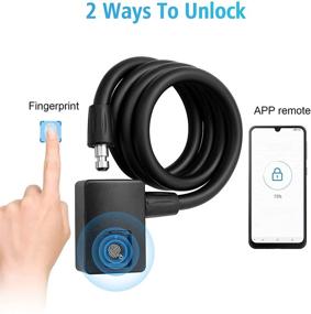 img 3 attached to 🔒 1M Bluetooth Bike Fingerprint Padlock Lock Cable - Waterproof, Anti-Theft Unlock Record - Heavy Duty Combination Lock for Outdoor Bicycle, Mountain Bike, Motorcycles, Scooters - With APP Open and Remote Access