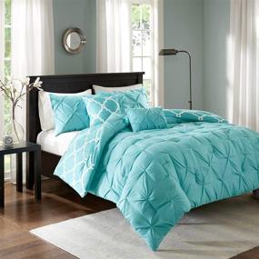 img 1 attached to Madison Park Essentials Kasey Reversible Comforter Set - Casual Tufted Diamond Design - Aqua Full/Queen Size - All Season Bedding - Decorative Pillow - 5 Piece Set