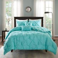 madison park essentials kasey reversible comforter set - casual tufted diamond design - aqua full/queen size - all season bedding - decorative pillow - 5 piece set logo