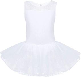 img 4 attached to 🩰 YiZYiF Camisole Sequined Dancing Lyrical Dress for Girls - Asymmetric Ballerina Skirt Dancewear