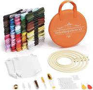 🧵 yula designs embroidery kit for beginners - 5 abs hoops, 100 color threads, 30 needles, 2 aida cloths, round tool bag - cross stitch supplies & sewing tools - craft accessories for adults and kids logo