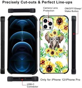 img 2 attached to IPhone 12 Case Sunflower Elephant For Women Girls Cute Flower Floral Design Protective Shockproof Hard PC Back Case With Slim TPU Phone Bumper Cover For IPhone 12 Pro/IPhone 12 6