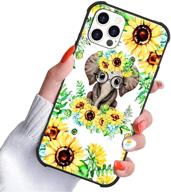 iphone 12 case sunflower elephant for women girls cute flower floral design protective shockproof hard pc back case with slim tpu phone bumper cover for iphone 12 pro/iphone 12 6 logo