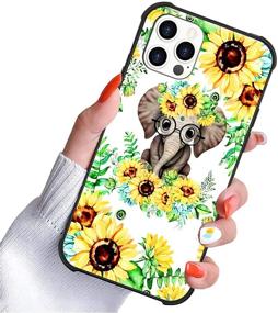 img 4 attached to IPhone 12 Case Sunflower Elephant For Women Girls Cute Flower Floral Design Protective Shockproof Hard PC Back Case With Slim TPU Phone Bumper Cover For IPhone 12 Pro/IPhone 12 6