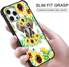 img 3 attached to IPhone 12 Case Sunflower Elephant For Women Girls Cute Flower Floral Design Protective Shockproof Hard PC Back Case With Slim TPU Phone Bumper Cover For IPhone 12 Pro/IPhone 12 6