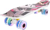 🛹 fynllur 26-inch x 7-inch standard skateboards cruiser flashing lights portable with pu wheels pp material pennyboards for beginners kids boys girls youths logo