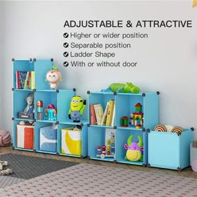 img 2 attached to 👶 KOUSI Kids Dresser & Baby Clothes Storage Organizer - Blue, 8 Cubes with 2 Hanging Sections - Ideal for Kids Room, Nursery, Toddler Closet, Childrens Dresser & Baby Wardrobe