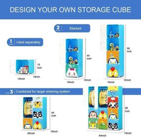 img 1 attached to 👶 KOUSI Kids Dresser & Baby Clothes Storage Organizer - Blue, 8 Cubes with 2 Hanging Sections - Ideal for Kids Room, Nursery, Toddler Closet, Childrens Dresser & Baby Wardrobe