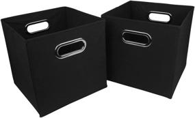 img 4 attached to 📦 Sturdy Fabric Storage Bin/Cube/Container Set - Foldable with Metal Handles (Set of 2)