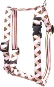 img 1 attached to SEO-optimized Pink Brown Argyle Roman Style H Dog Harness by Yellow Dog Design