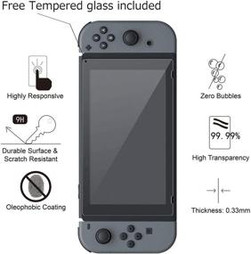 img 2 attached to 🎮 Ztotop Case and Tempered Glass Screen Protector for Nintendo Switch - Portable Travel Carrying Case, Slim Protective Hard Shell for Switch Console &amp; Controller Accessories (10 Game Holder), Streak Red