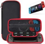 🎮 ztotop case and tempered glass screen protector for nintendo switch - portable travel carrying case, slim protective hard shell for switch console &amp; controller accessories (10 game holder), streak red логотип