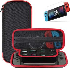 img 4 attached to 🎮 Ztotop Case and Tempered Glass Screen Protector for Nintendo Switch - Portable Travel Carrying Case, Slim Protective Hard Shell for Switch Console &amp; Controller Accessories (10 Game Holder), Streak Red