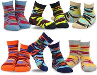 teehee little boys basic cotton crew socks - 6 pairs pack - stripe - months to years logo