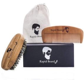 img 1 attached to 🧔 Rapid Beard: Handmade Wooden Comb and Natural Boar Bristle Beard Brush Set – Perfect Grooming, Styling, and Shaping Kit for Men's Beard & Mustache