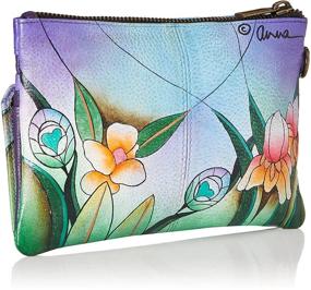 img 3 attached to 👜 Hand Painted Leather Wristlet Organizer Wallet by Anna Anuschka
