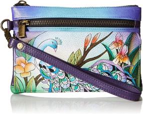 img 4 attached to 👜 Hand Painted Leather Wristlet Organizer Wallet by Anna Anuschka