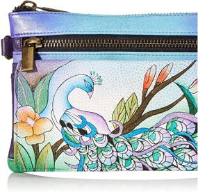 img 2 attached to 👜 Hand Painted Leather Wristlet Organizer Wallet by Anna Anuschka