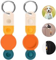 🔑 stalnacker case for airtag keychain: silicone protective case [2 pack] for anti-lost airtag cover key ring - ideal for kids, dogs, keys, backpacks, and luggage - orange white logo