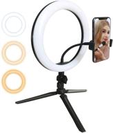 📸 10-inch led ring light with tripod stand, cell phone holder, and 3 light modes - ideal for video, makeup, and desktop led lamp logo