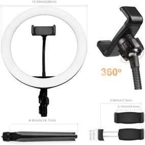 img 1 attached to 📸 10-inch LED Ring Light with Tripod Stand, Cell Phone Holder, and 3 Light Modes - Ideal for Video, Makeup, and Desktop LED Lamp