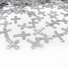 img 2 attached to 🎉 Iridescent Silver Crossed Christening Table Confetti - Perfect for Religious Baptism, Thanksgiving, Birthday, Bachelorette, Wedding, Engagement, Bridal Shower, Baby Shower, Bar Mitzvah Parties - 1.5oz 1100pcs Favors!