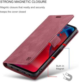 img 2 attached to Stylish HAII Case for Moto G Stylus 5G 2021: PU Leather Folio Wallet Cover with Card Holder, Kickstand, and Shockproof Protection - Red