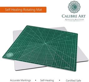 img 3 attached to 🔪 Premium Calibre Art Self Healing Rotating Cutting Mat - Ideal for Quilting & Art Projects - 18x18 Size with 17" Grid