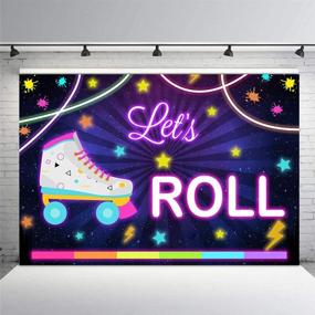 img 2 attached to 📸 Magnificent MEHOFOTO Neon Roller Skating Girls Birthday Photo Studio Background: Vibrant Rainbow Glow Party Decorations Banner Backdrops for Photography - 7x5ft