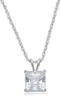 stunning jewelili 10k gold princess cut solitaire necklace with 1 cttw cubic zirconia, complete with 18” gold filled chain logo