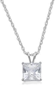 img 3 attached to Stunning Jewelili 10K Gold Princess Cut Solitaire Necklace with 1 cttw Cubic Zirconia, Complete with 18” Gold Filled Chain